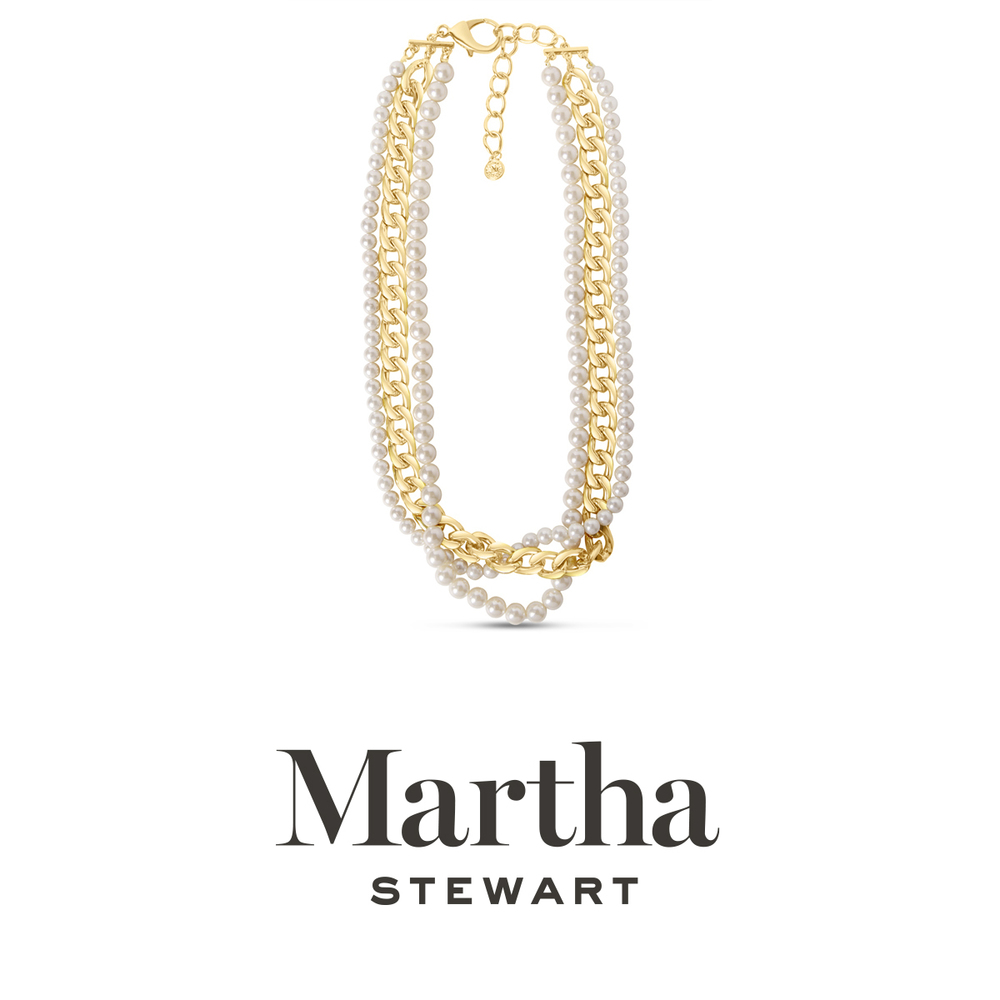 Martha Stewart Four Twisted Strand Pearl and Chain Necklace In Gold, Long